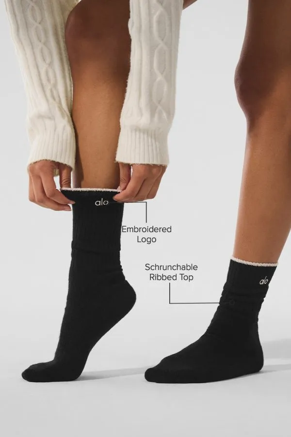 Unisex Wool Cashmere Light Frosted Sock - Black/Ivory